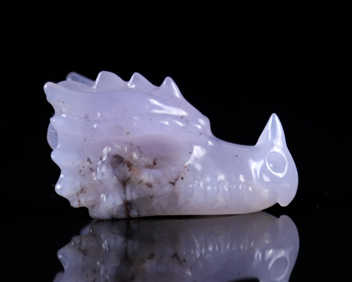Nicedony 2.5" Blue Chalcedony Hand Carved Dragon Skull Sculpture - View 4