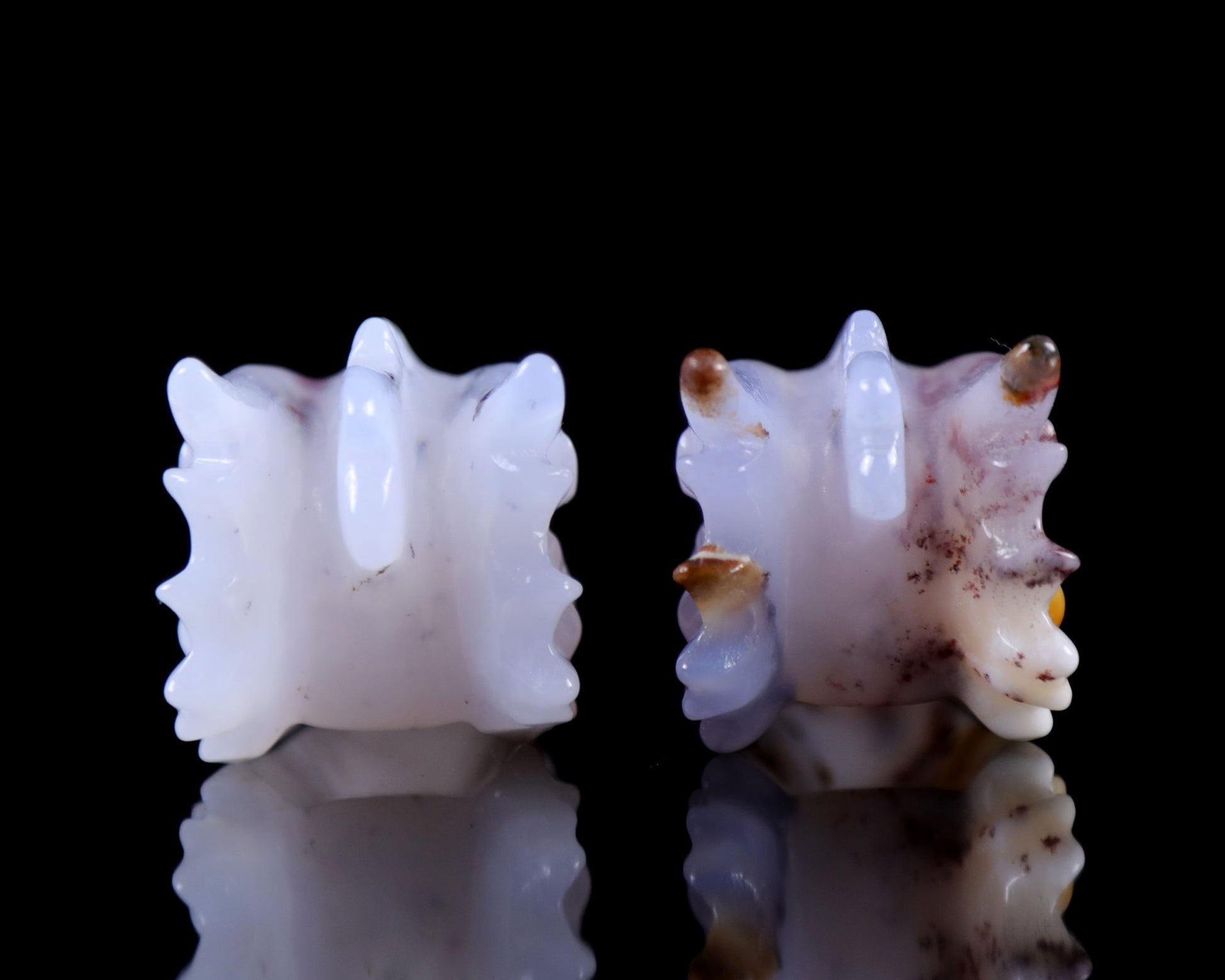 Nicedony 2.5" Blue Chalcedony Hand Carved Dragon Skull Sculpture - View 14