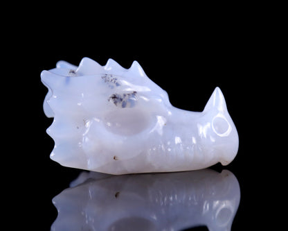 Nicedony 2.5" Blue Chalcedony Hand Carved Dragon Skull Sculpture - View 15