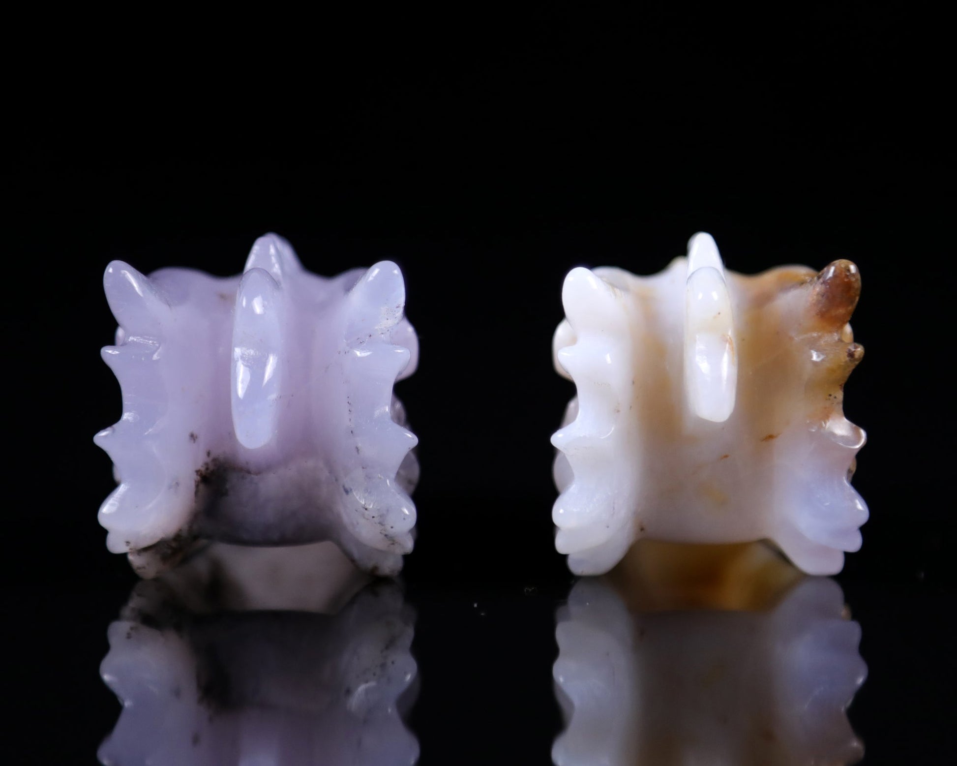 Nicedony 2.5" Blue Chalcedony Hand Carved Dragon Skull Sculpture - View 3