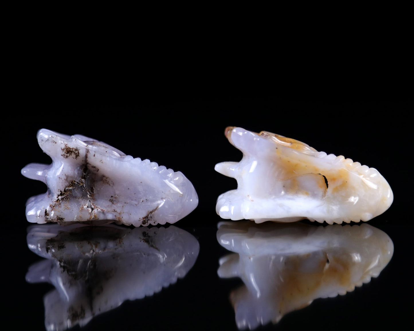 Nicedony 2.5" Blue Chalcedony Hand Carved Dragon Skull Sculpture - #5100011