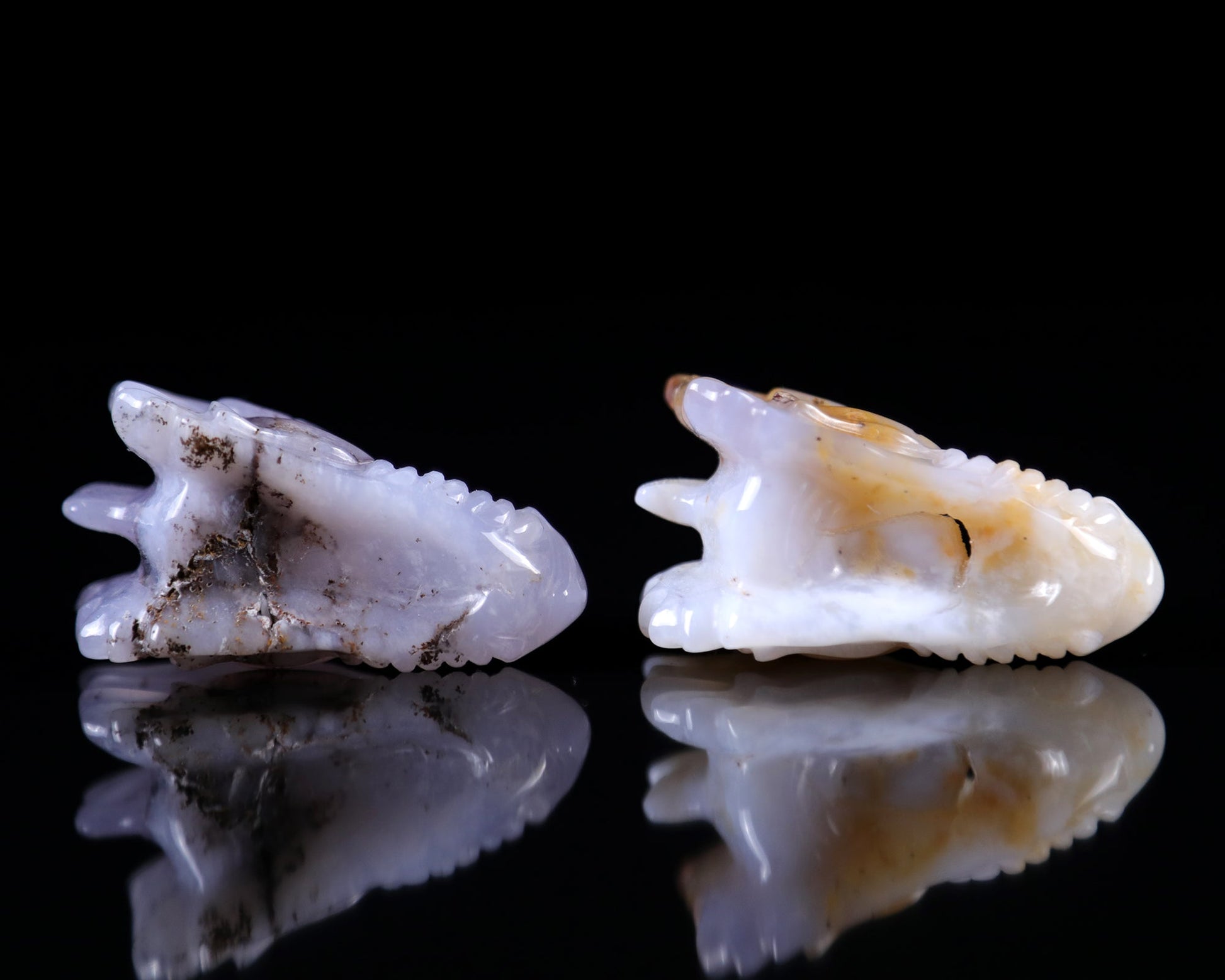 Nicedony 2.5" Blue Chalcedony Hand Carved Dragon Skull Sculpture - #5100011