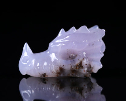 Nicedony 2.5" Blue Chalcedony Hand Carved Dragon Skull Sculpture - View 7