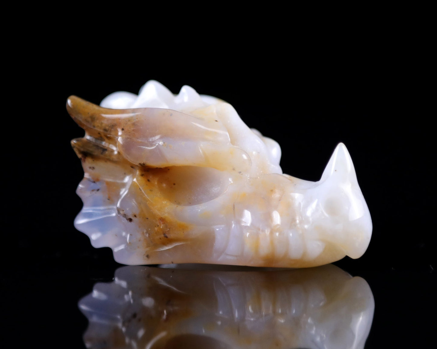 Nicedony 2.5" Blue Chalcedony Hand Carved Dragon Skull Sculpture - View 9