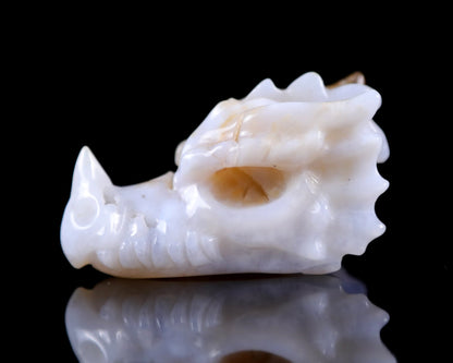 Nicedony 2.5" Blue Chalcedony Hand Carved Dragon Skull Sculpture - View 11