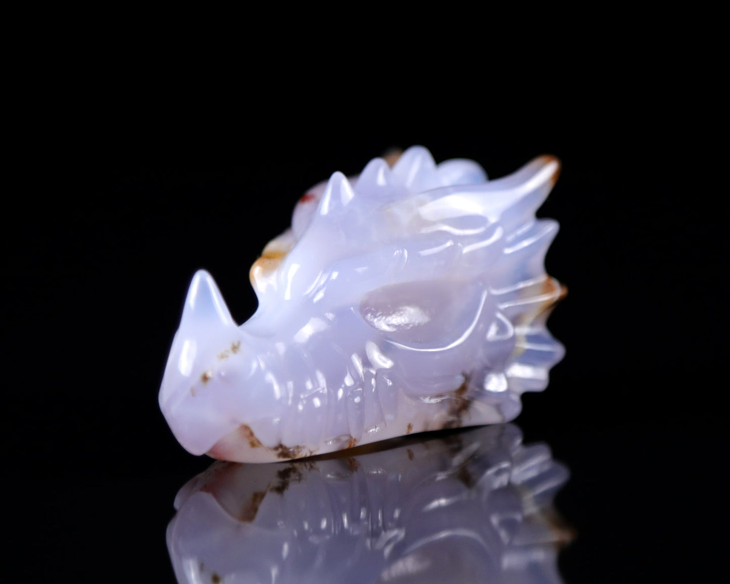 Nicedony 2.5" Blue Chalcedony Hand Carved Dragon Skull Sculpture - View 21