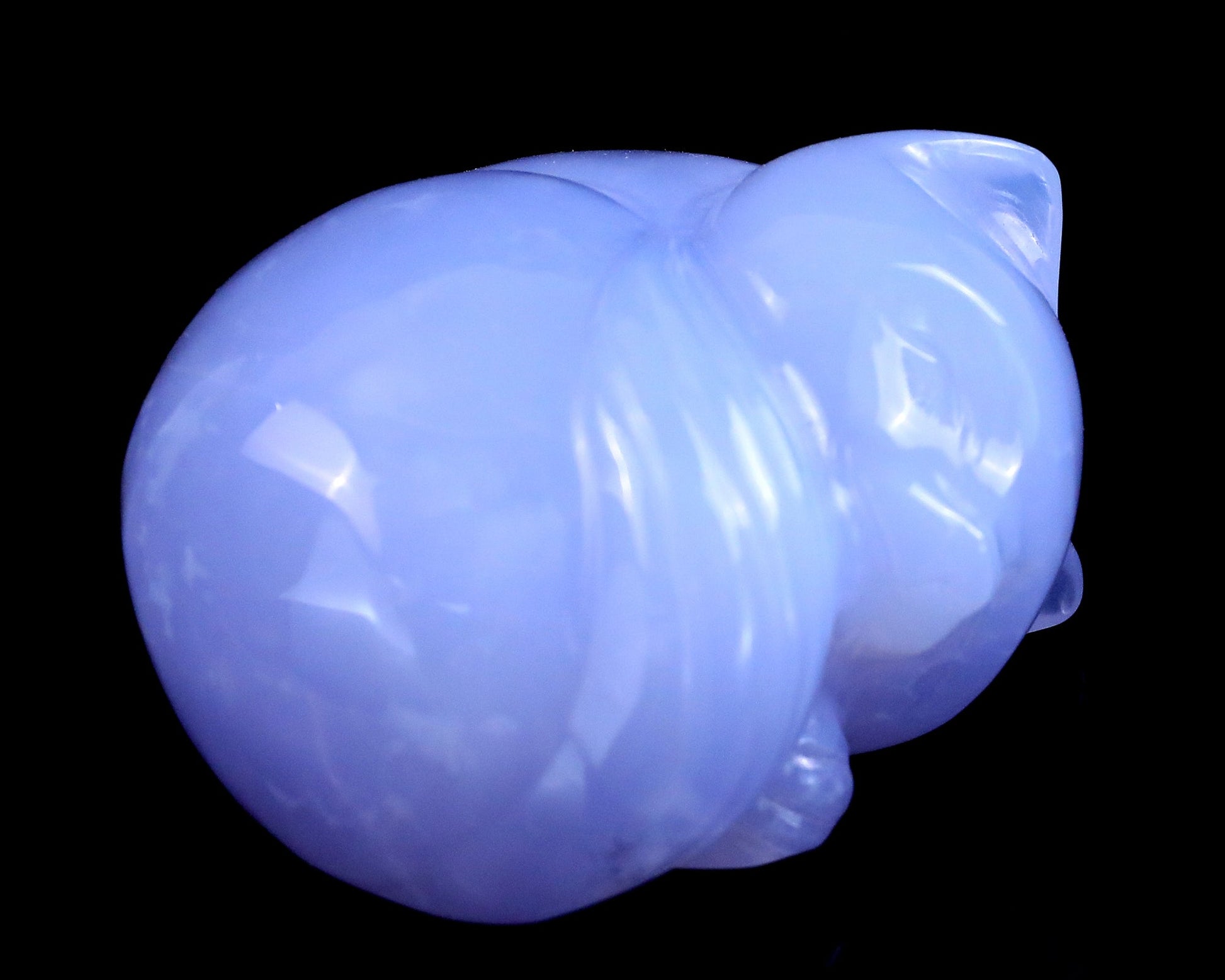 Nicedony 2.5" Blue Chalcedony Hand Carved Crystal Sleepy Cat Sculpture - View 2