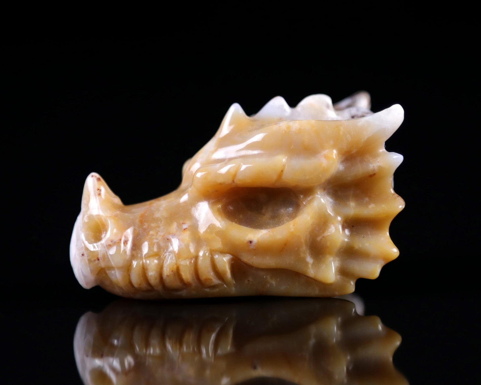 Nicedony 2.5" Chalcedony Hand Carved Crystal Dragon Skull Sculpture - View 6