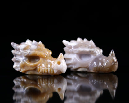 Nicedony 2.5" Chalcedony Hand Carved Crystal Dragon Skull Sculpture - #5100010