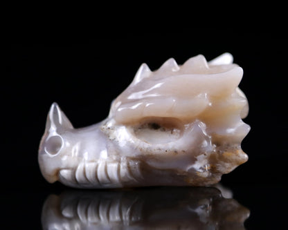 Nicedony 2.5" Chalcedony Hand Carved Crystal Dragon Skull Sculpture - View 11