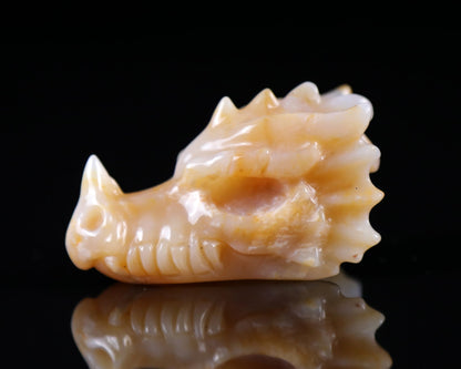 Nicedony 2.5" Chalcedony Hand Carved Crystal Dragon Skull Sculpture - View 11