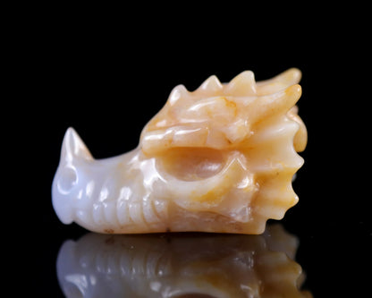 Nicedony 2.5" Chalcedony Hand Carved Crystal Dragon Skull Sculpture - View 7