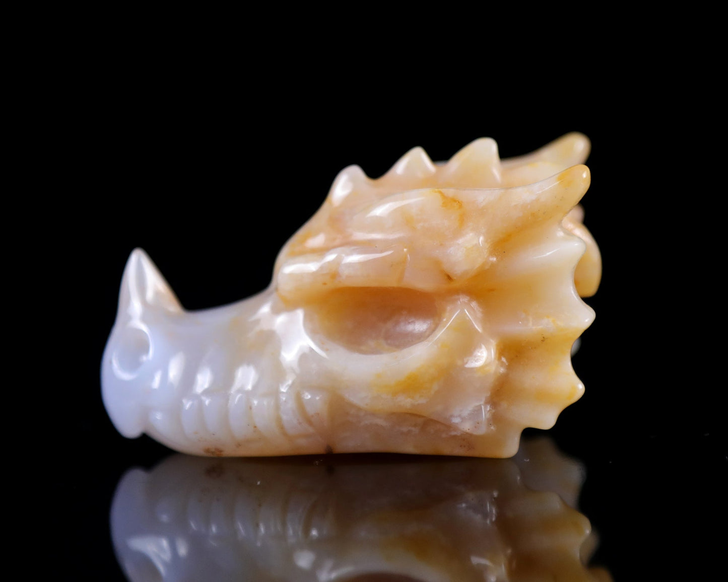 Nicedony 2.5" Chalcedony Hand Carved Crystal Dragon Skull Sculpture - View 18