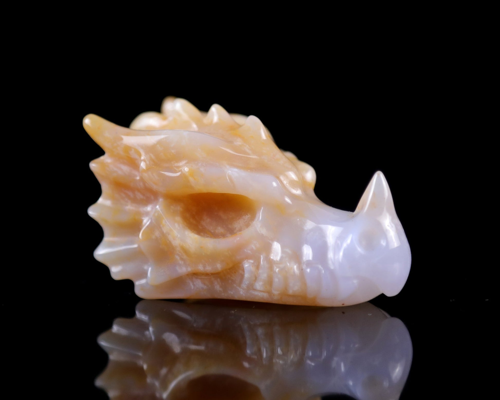Nicedony 2.5" Chalcedony Hand Carved Crystal Dragon Skull Sculpture - View 5