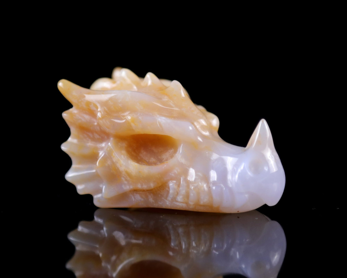 Nicedony 2.5" Chalcedony Hand Carved Crystal Dragon Skull Sculpture - View 16
