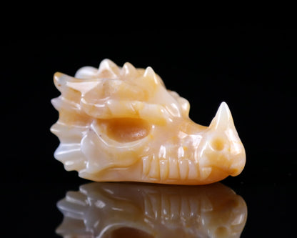 Nicedony 2.5" Chalcedony Hand Carved Crystal Dragon Skull Sculpture - View 20