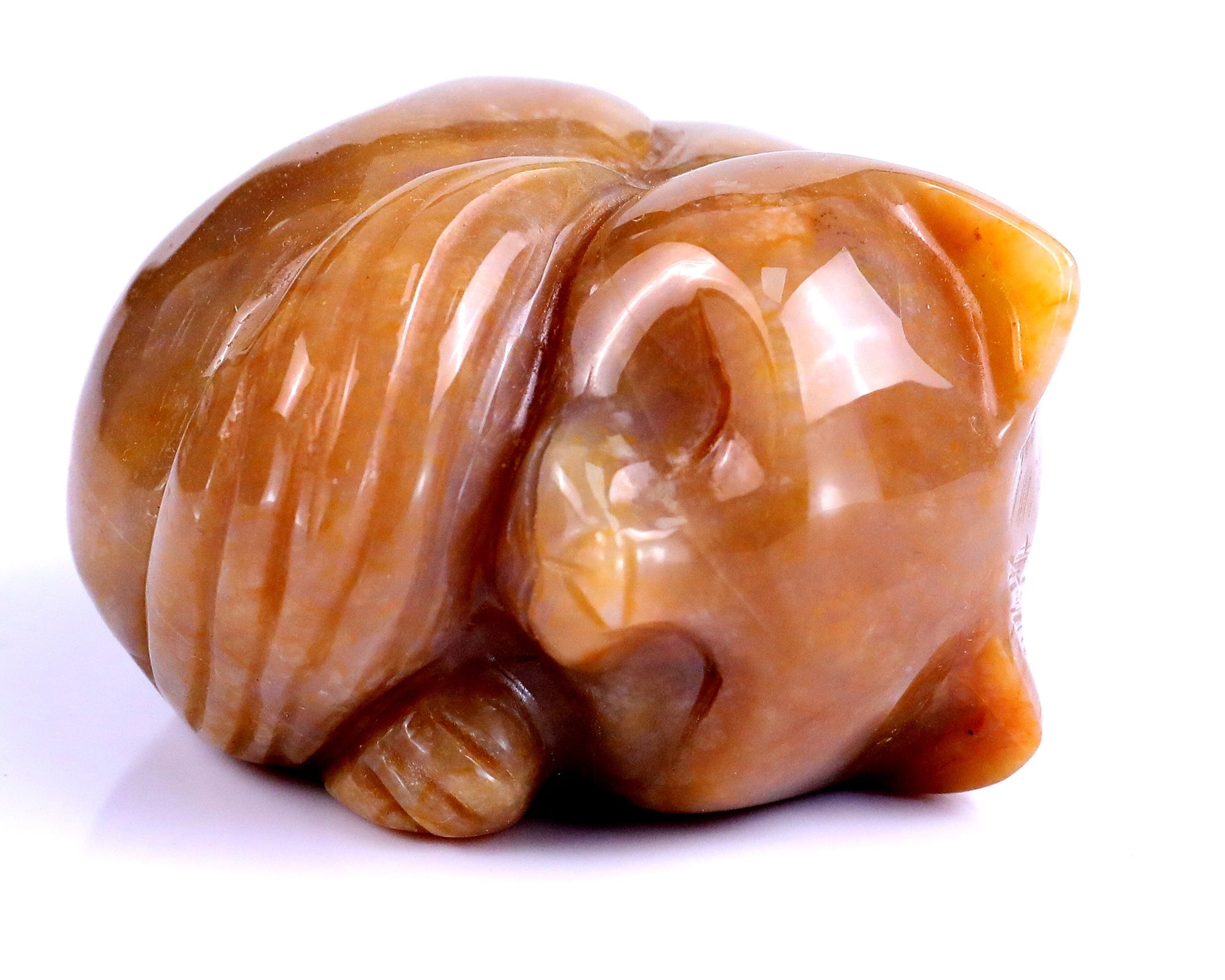Nicedony 2.5" Chalcedony Hand Carved Crystal Sleepy Cat Sculpture