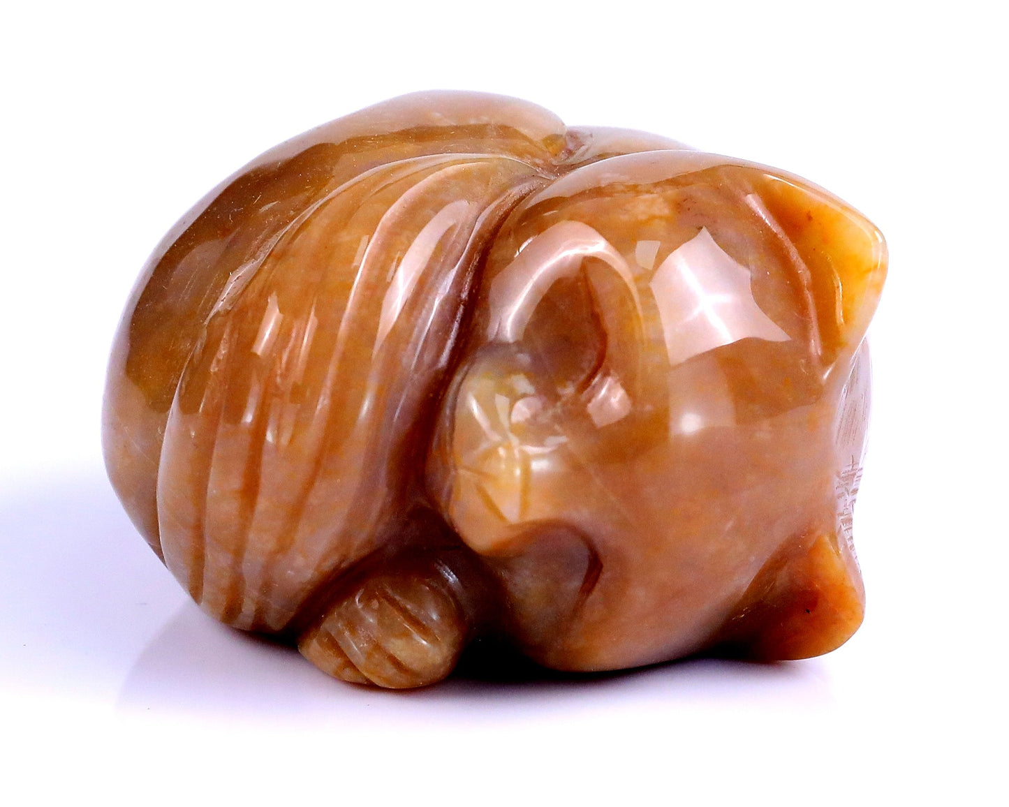 Nicedony 2.5" Chalcedony Hand Carved Crystal Sleepy Cat Sculpture - View 9