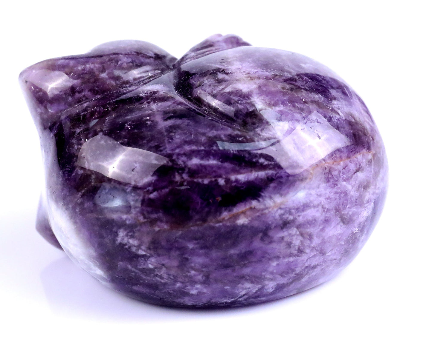 Nicedony 2.5" Dream Amethyst Hand Carved Crystal Sleepy Cat Sculpture - View 5