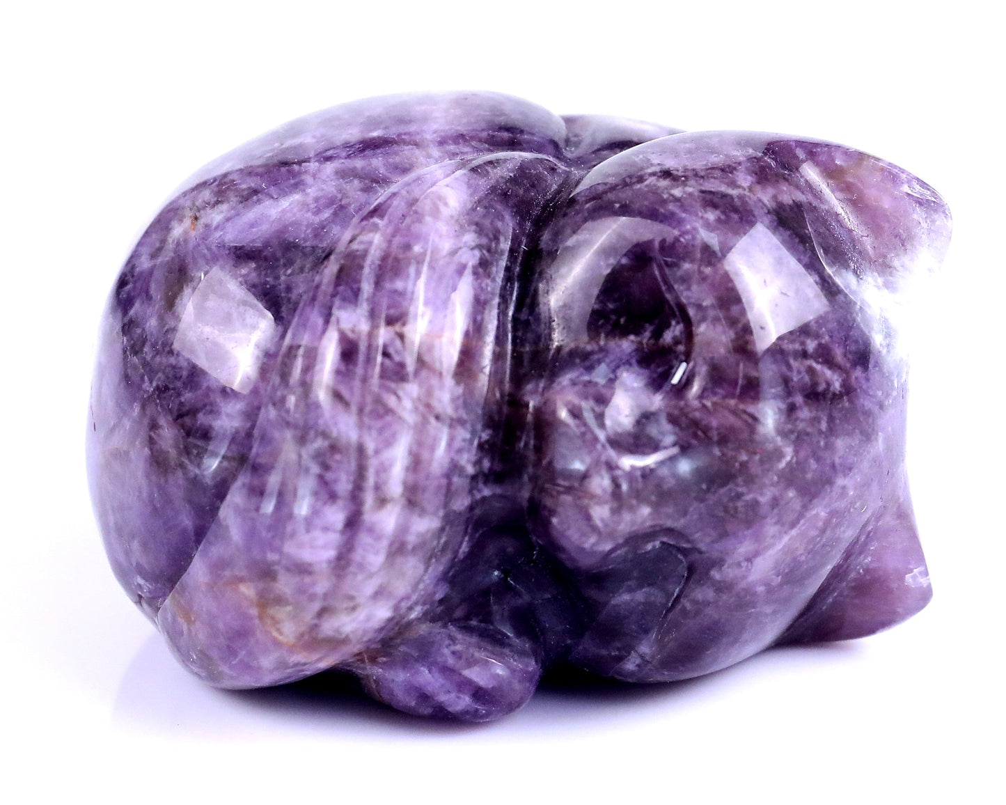 Nicedony 2.5" Dream Amethyst Hand Carved Crystal Sleepy Cat Sculpture