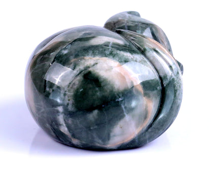 Nicedony 2.5" Jiulong Jade Hand Carved Crystal Sleepy Cat Sculpture - View 3