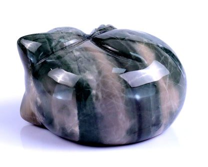 Nicedony 2.5" Jiulong Jade Hand Carved Crystal Sleepy Cat Sculpture - View 5