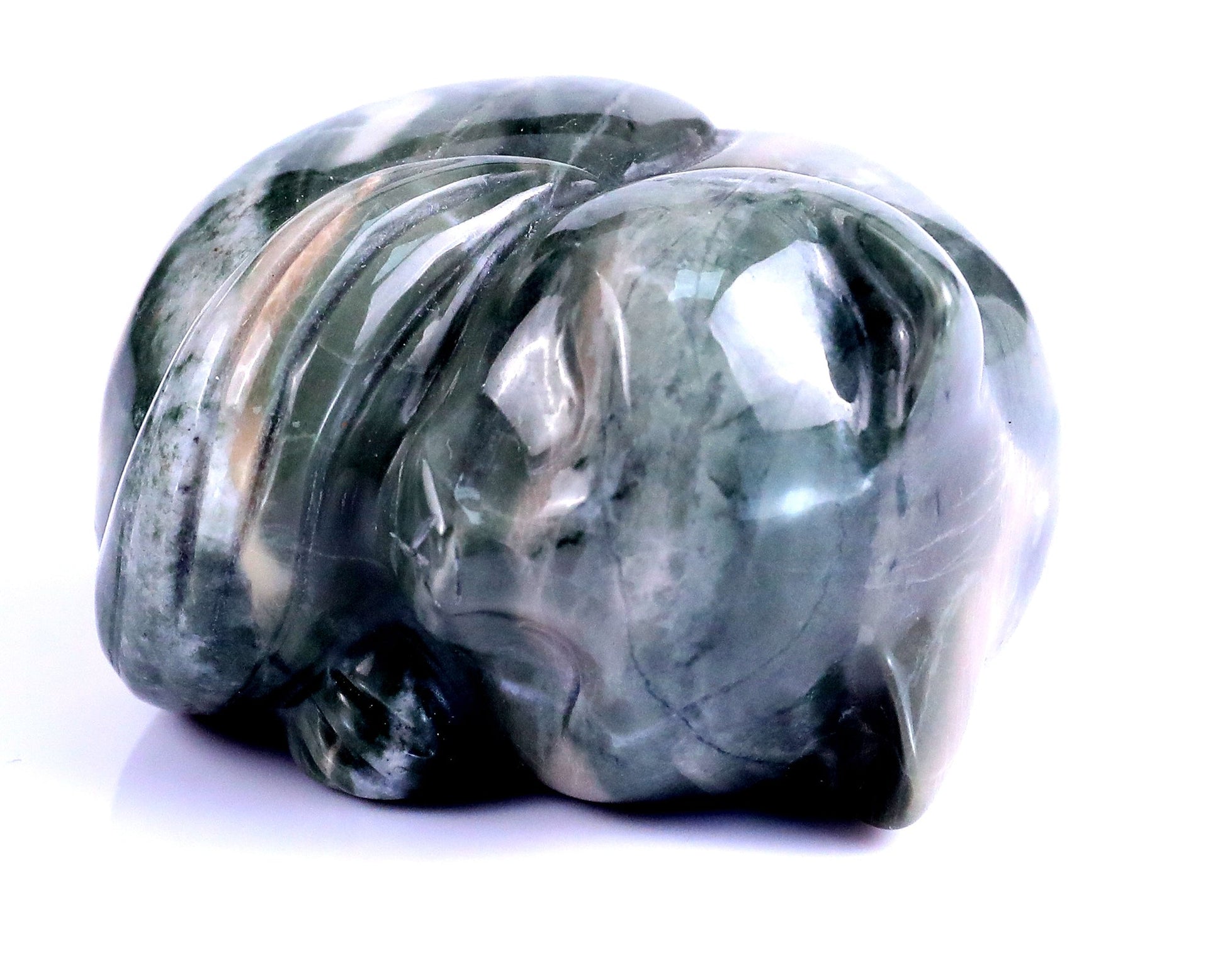 Nicedony 2.5" Jiulong Jade Hand Carved Crystal Sleepy Cat Sculpture - View 8
