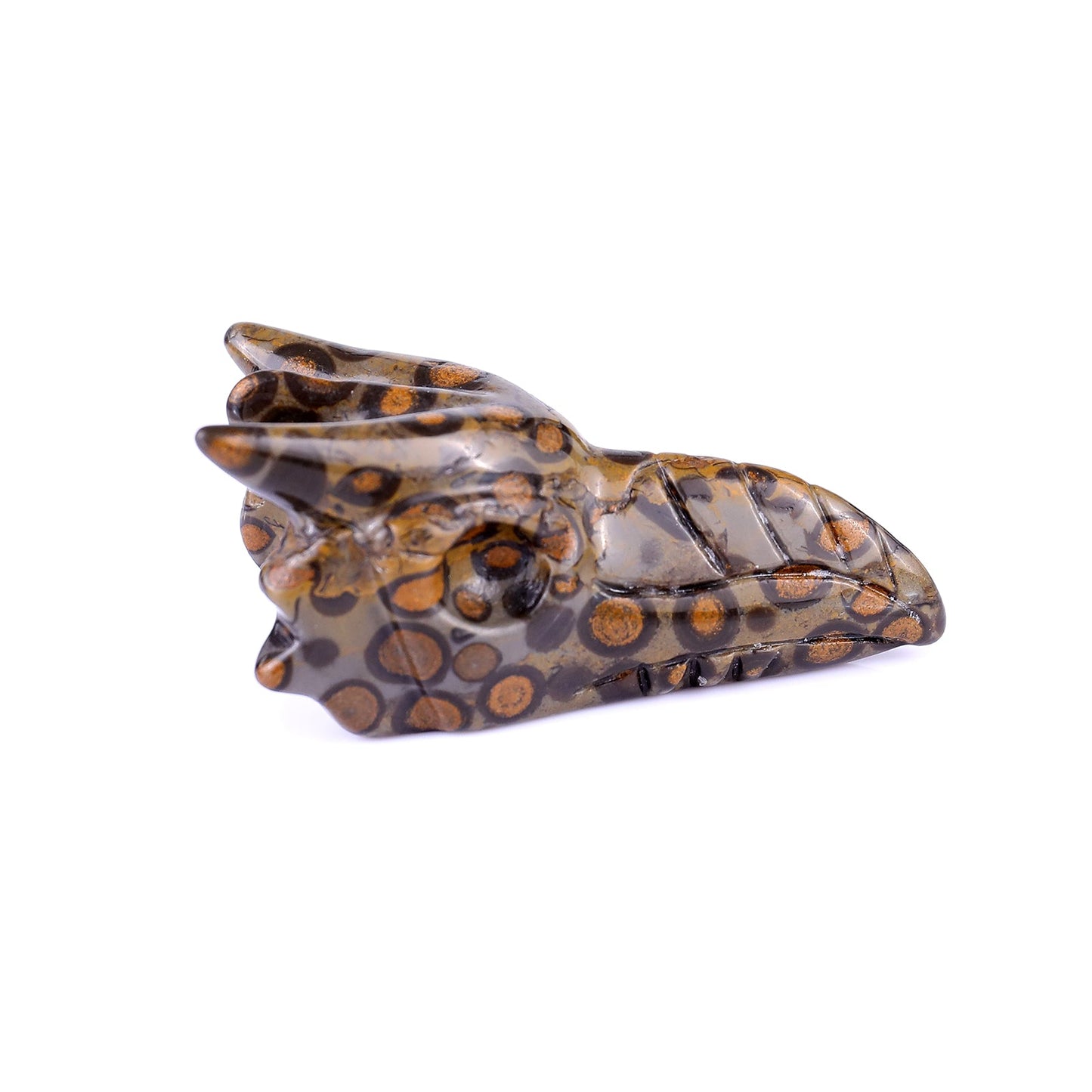 Nicedony 2.5" Leopard Skin Jasper Hand Carved Phoenix Skull Sculpture - View 3