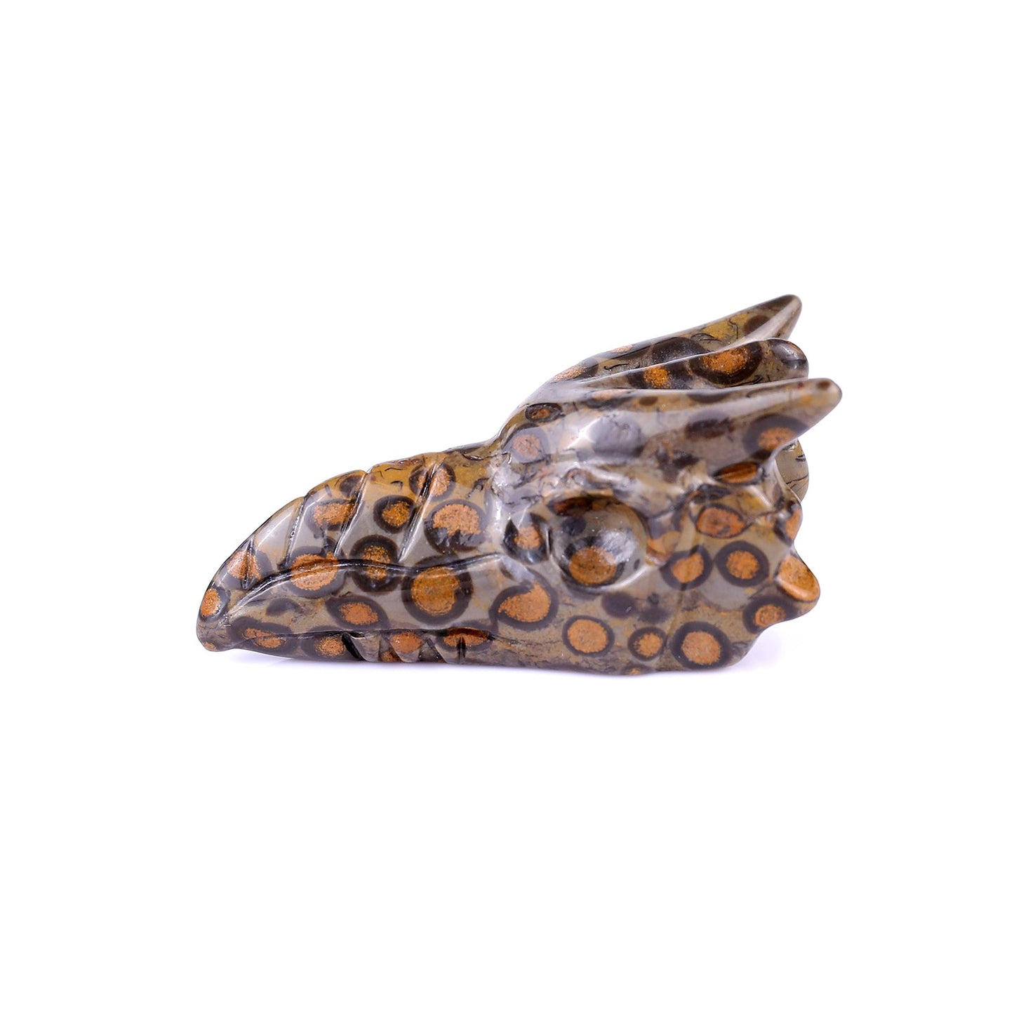 Nicedony 2.5" Leopard Skin Jasper Hand Carved Phoenix Skull Sculpture - View 4