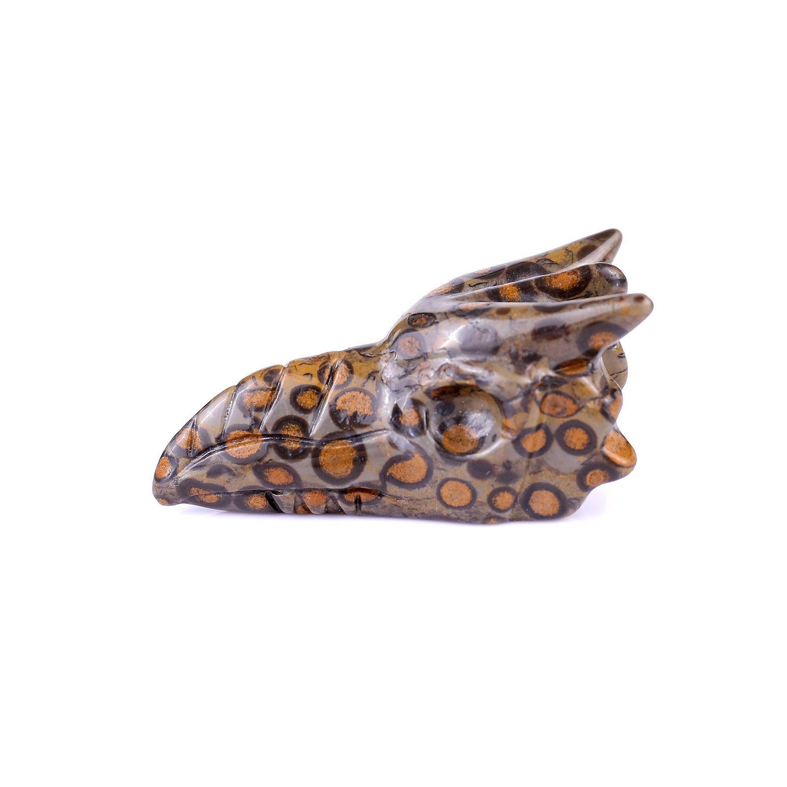 Nicedony 2.5" Leopard Skin Jasper Hand Carved Phoenix Skull Sculpture - View 4