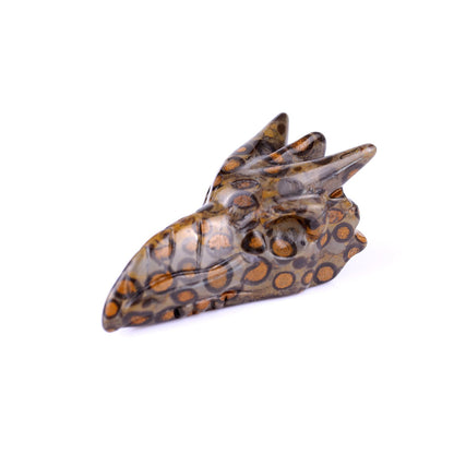 Nicedony 2.5" Leopard Skin Jasper Hand Carved Phoenix Skull Sculpture - View 7