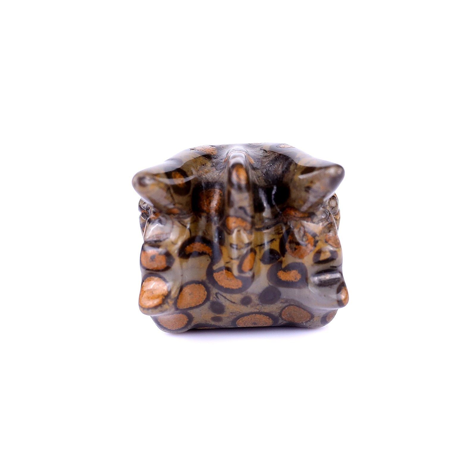 Nicedony 2.5" Leopard Skin Jasper Hand Carved Phoenix Skull Sculpture - View 5