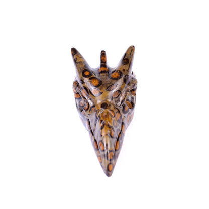 Nicedony 2.5" Leopard Skin Jasper Hand Carved Phoenix Skull Sculpture - View 2