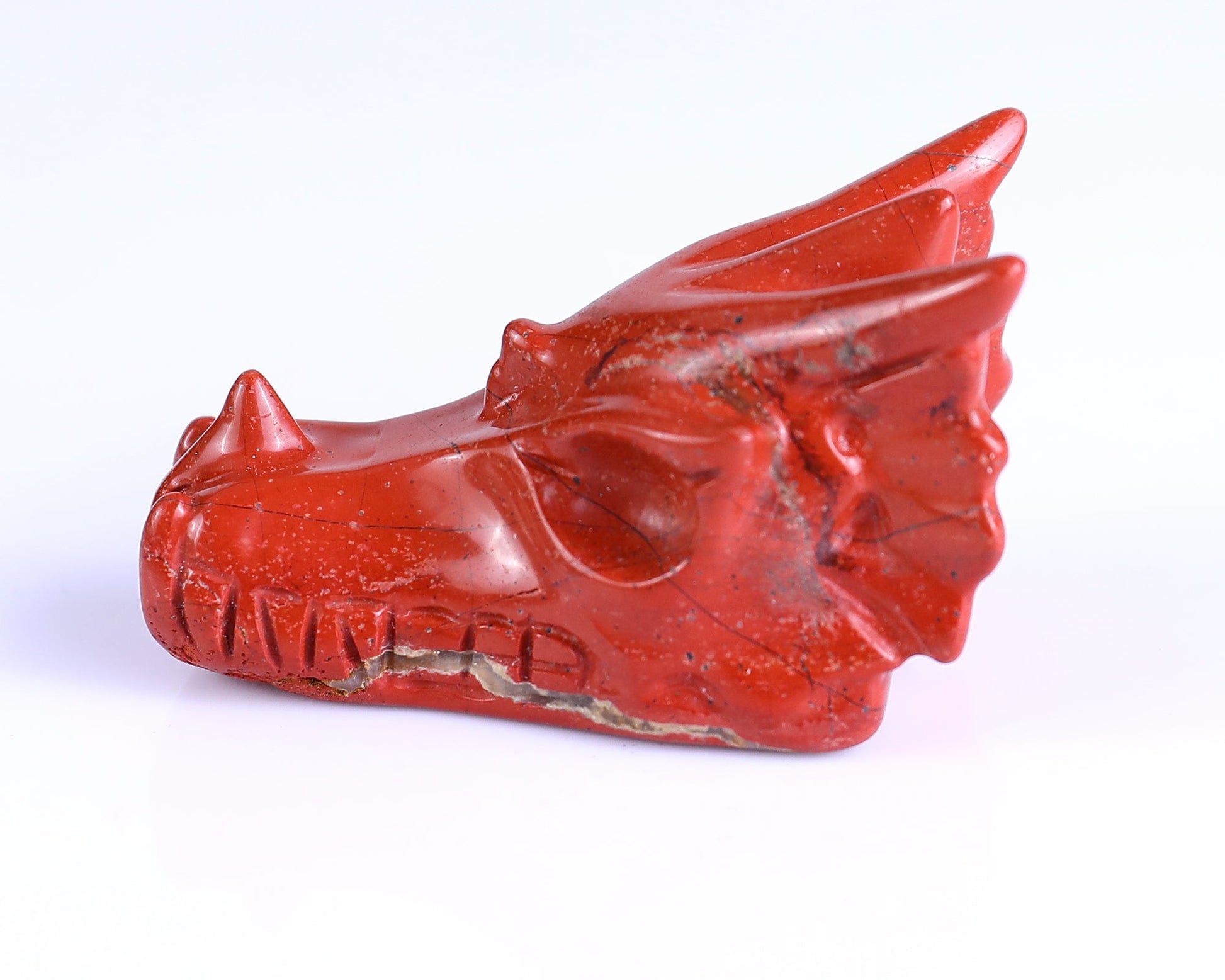 Nicedony 2.5" Red Jasper Hand Carved Crystal Dragon Skull Sculpture - View 7