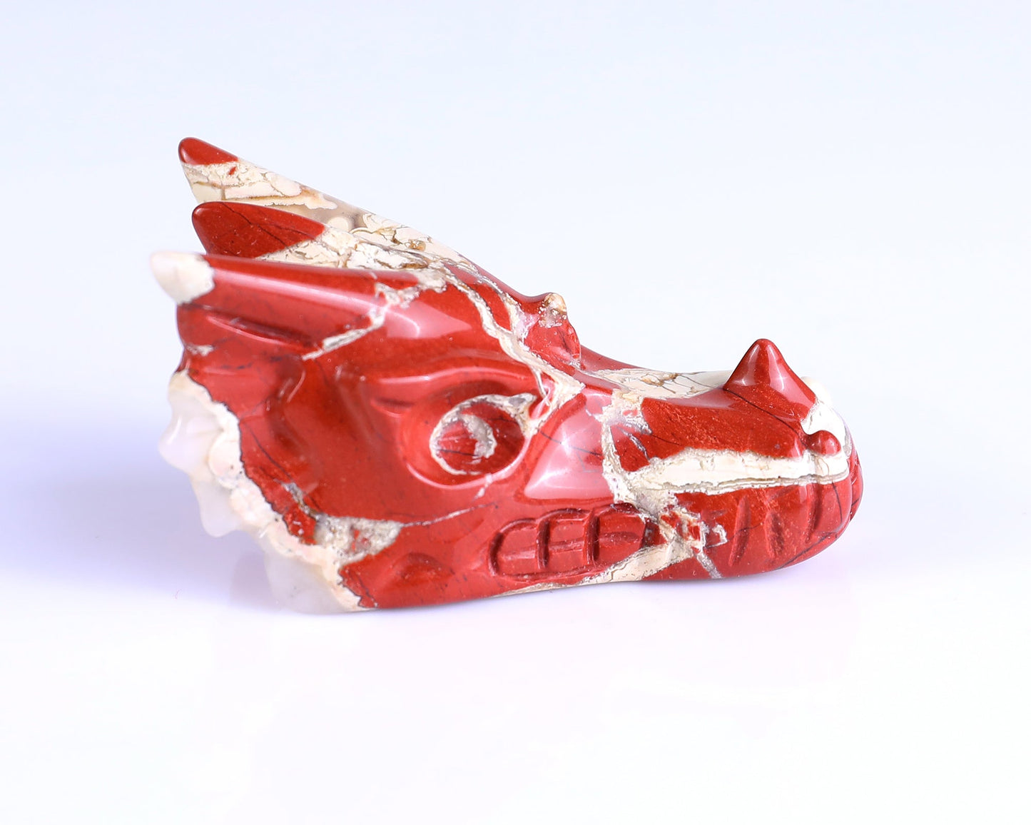 Nicedony 2.5" Red Jasper Hand Carved Crystal Dragon Skull Sculpture - View 4