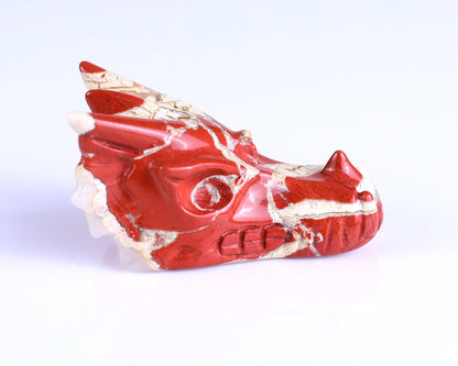 Nicedony 2.5" Red Jasper Hand Carved Crystal Dragon Skull Sculpture - View 4