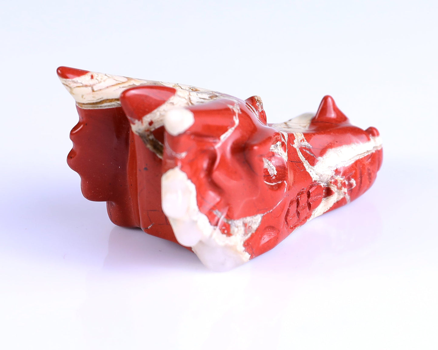 Nicedony 2.5" Red Jasper Hand Carved Crystal Dragon Skull Sculpture - View 5