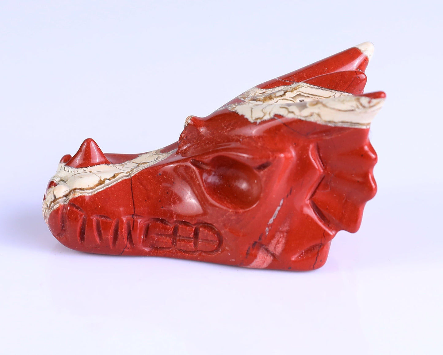 Nicedony 2.5" Red Jasper Hand Carved Crystal Dragon Skull Sculpture - View 8