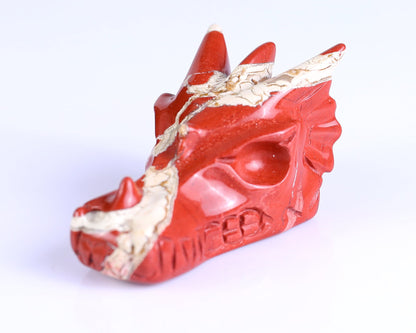 Nicedony 2.5" Red Jasper Hand Carved Crystal Dragon Skull Sculpture