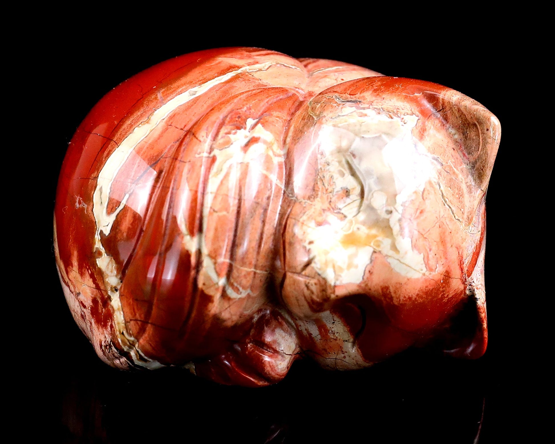 Nicedony 2.5" Red Jasper Hand Carved Crystal Sleepy Cat Sculpture - #4100198