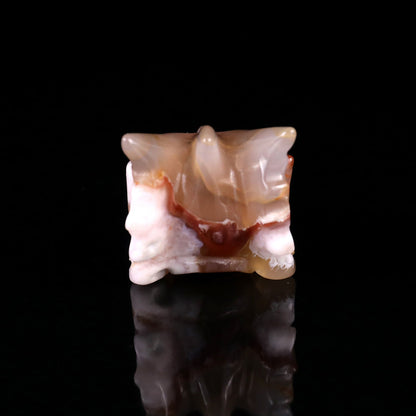 Nicedony 2.5" Sakura Agate Hand Carved Crystal Dragon Skull Sculpture - View 5