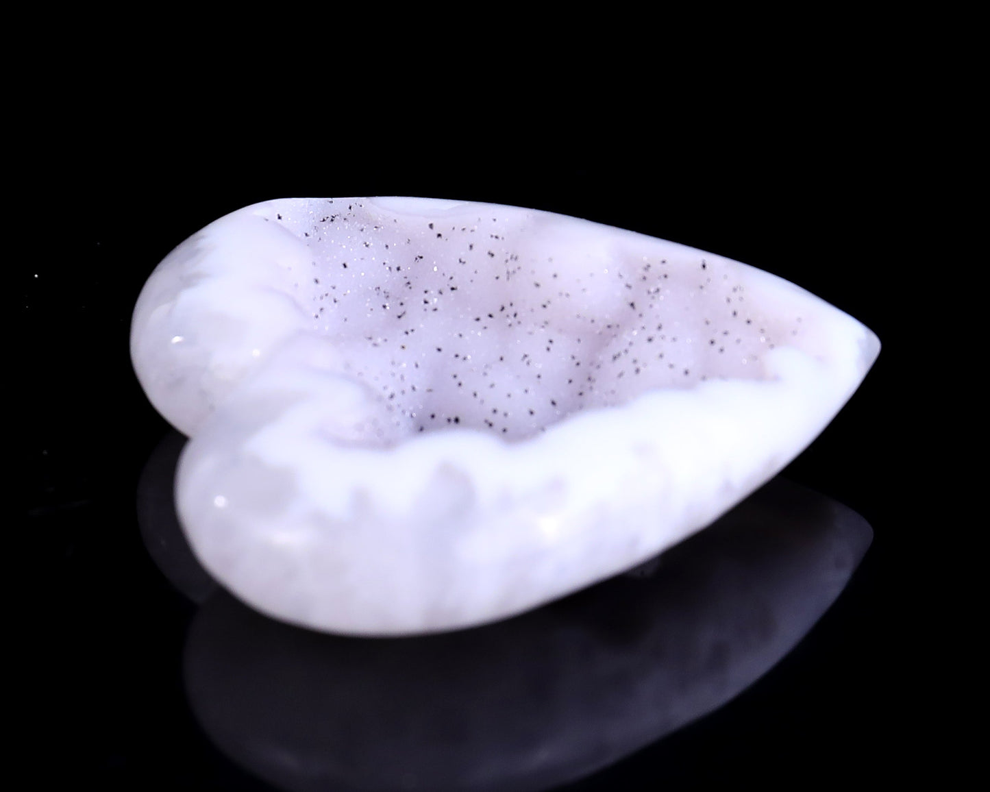 Nicedony 2.5" White Geode Agate Hand Carved Crystal Heart - View 3