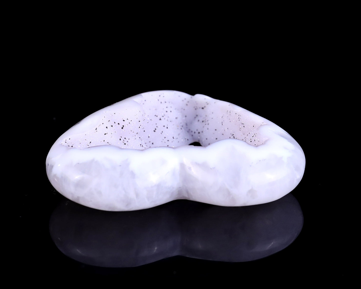 Nicedony 2.5" White Geode Agate Hand Carved Crystal Heart - View 5