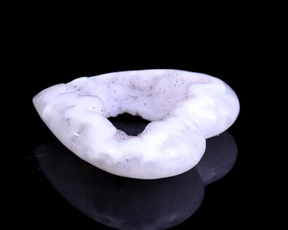 Nicedony 2.5" White Geode Agate Hand Carved Crystal Heart - View 6