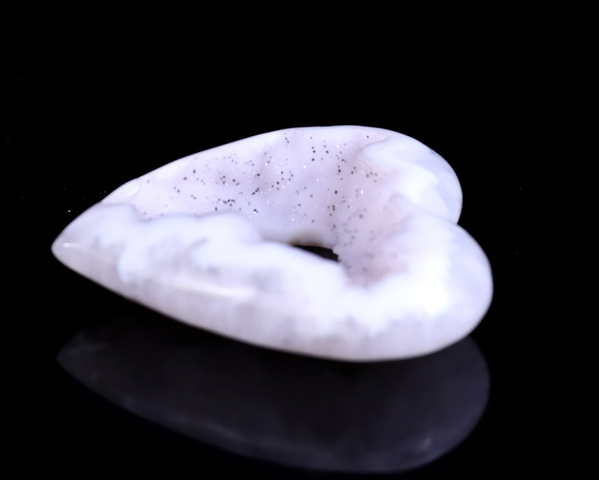 Nicedony 2.5" White Geode Agate Hand Carved Crystal Heart - View 7