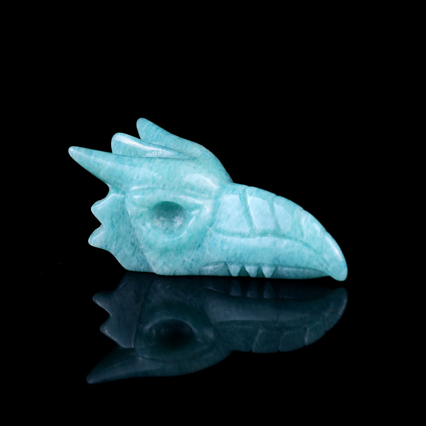 Nicedony 2.6" Amazonite Hand Carved Crystal Phoenix Skull Sculpture