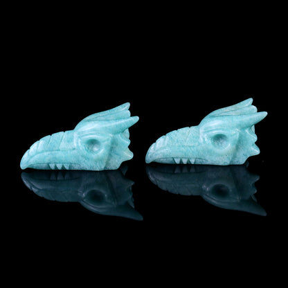 Nicedony 2.6" Amazonite Hand Carved Crystal Phoenix Skull Sculpture - View 5
