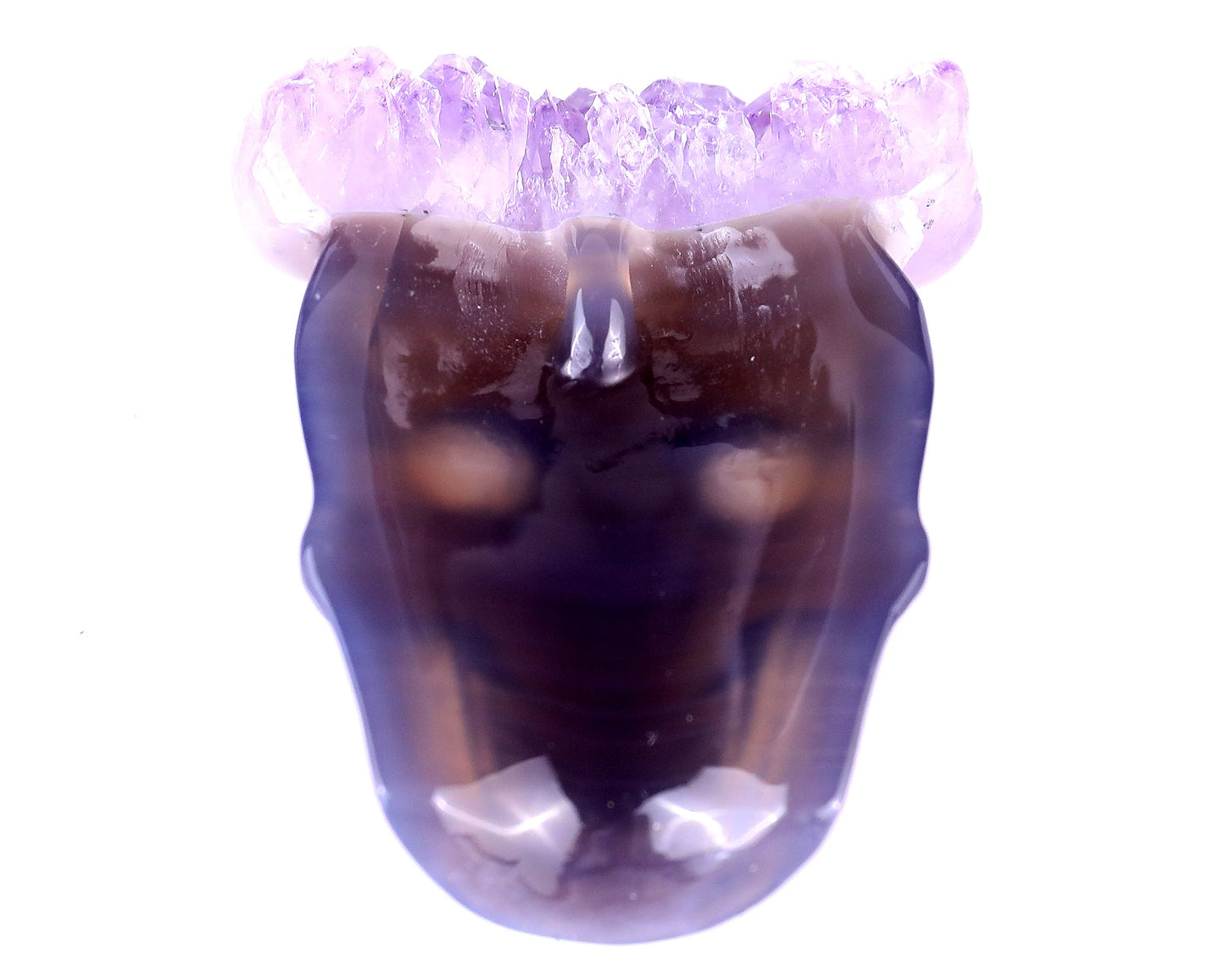 Nicedony 2.6" Amethyst Druse Agate Hand Carved Crystal Skull Pendant - View 9
