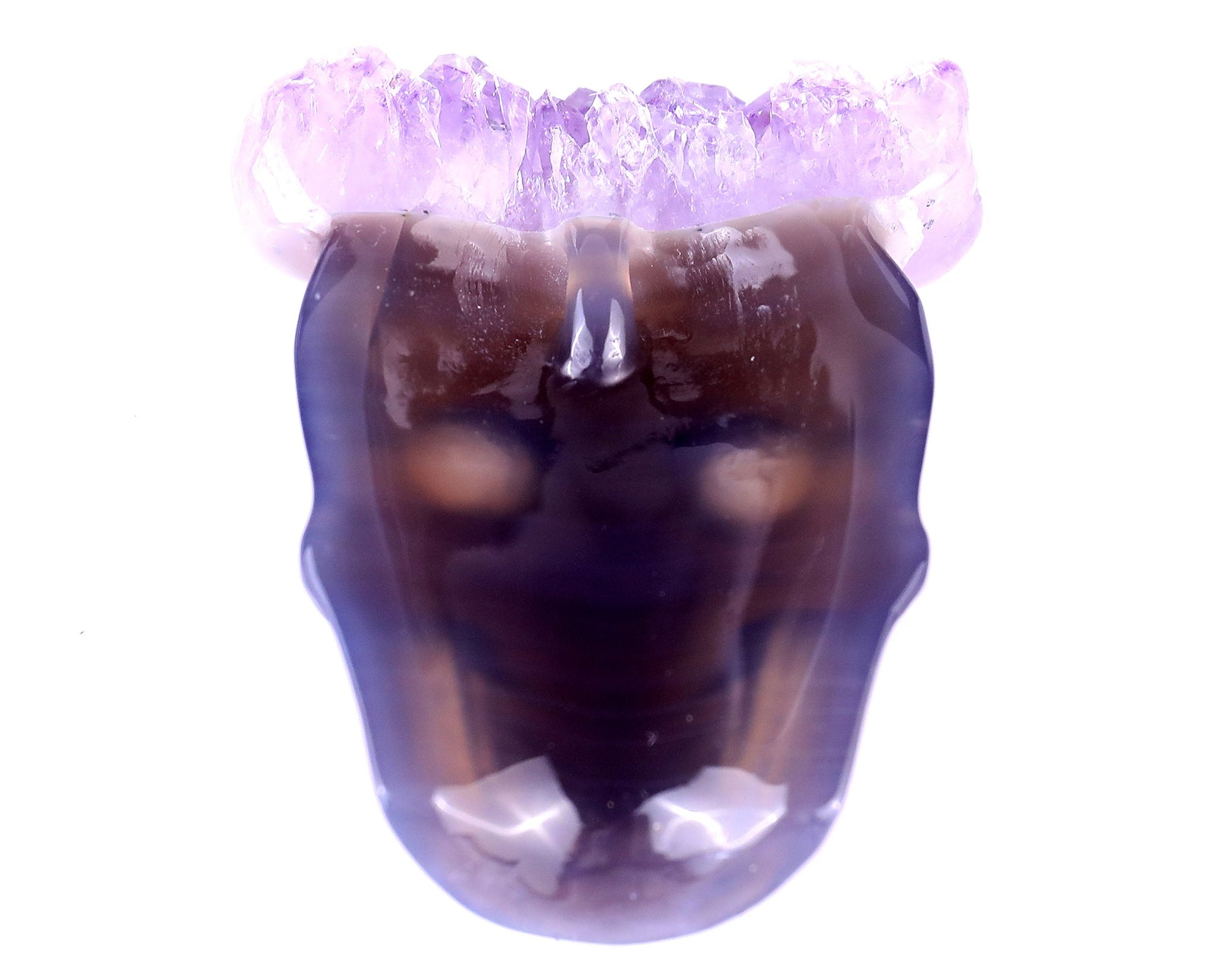 Nicedony 2.6" Amethyst Druse Agate Hand Carved Crystal Skull Pendant - View 9