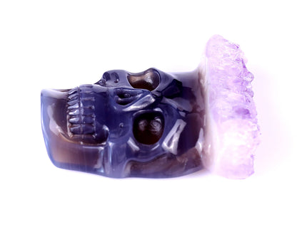 Nicedony 2.6" Amethyst Druse Agate Hand Carved Crystal Skull Pendant - View 5